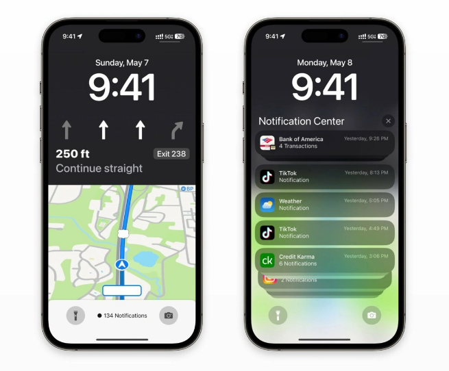 张家界苹果维修服务分享iOS17锁屏地图导航半屏显示长什么样 